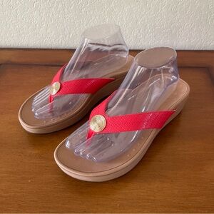 Vionic Pacific Pilar Woven Thong Sandals Platform Orthopedic Women’s Sz 9 Cherry